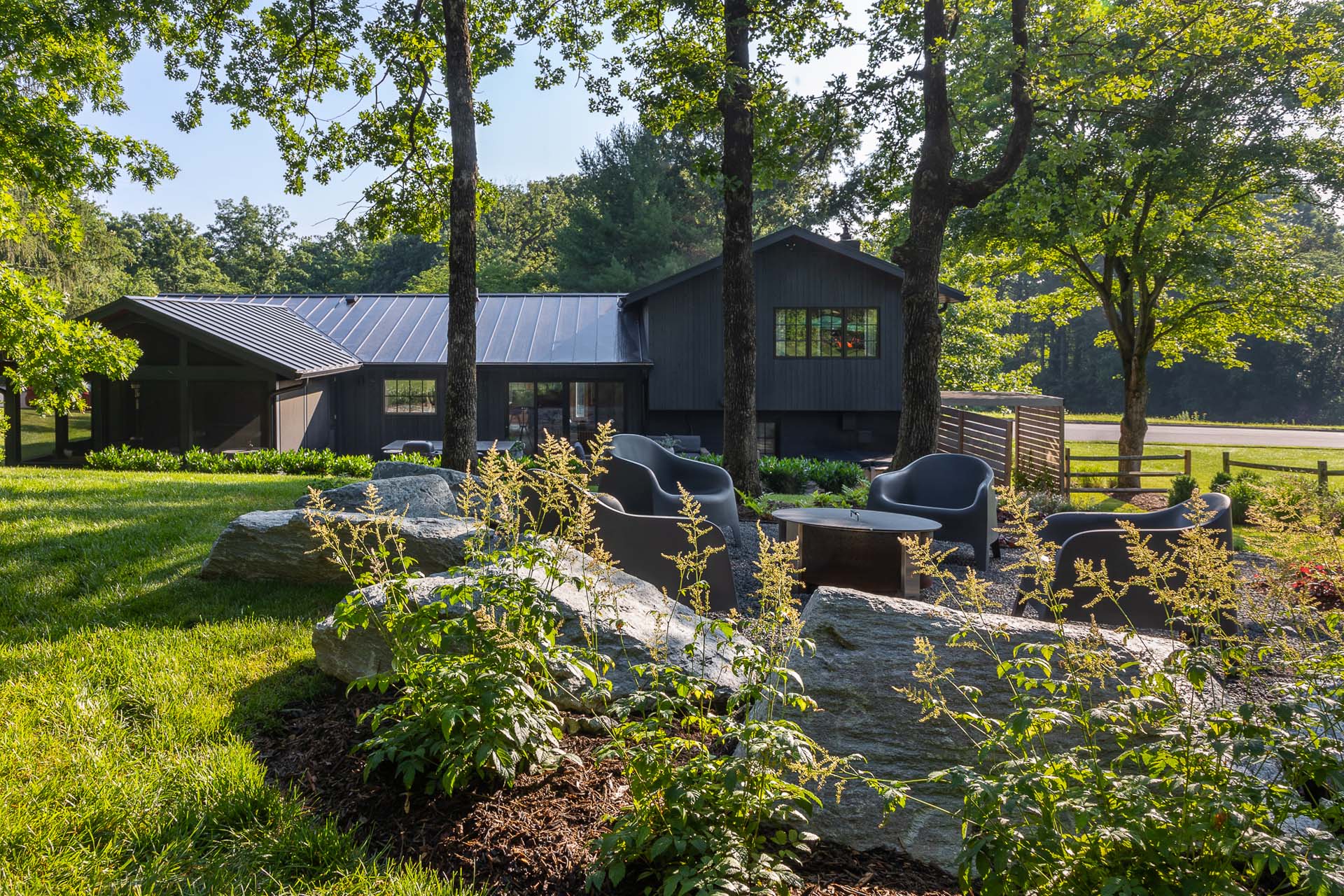 outdoor fire pit installed by lucas & calrk grounds