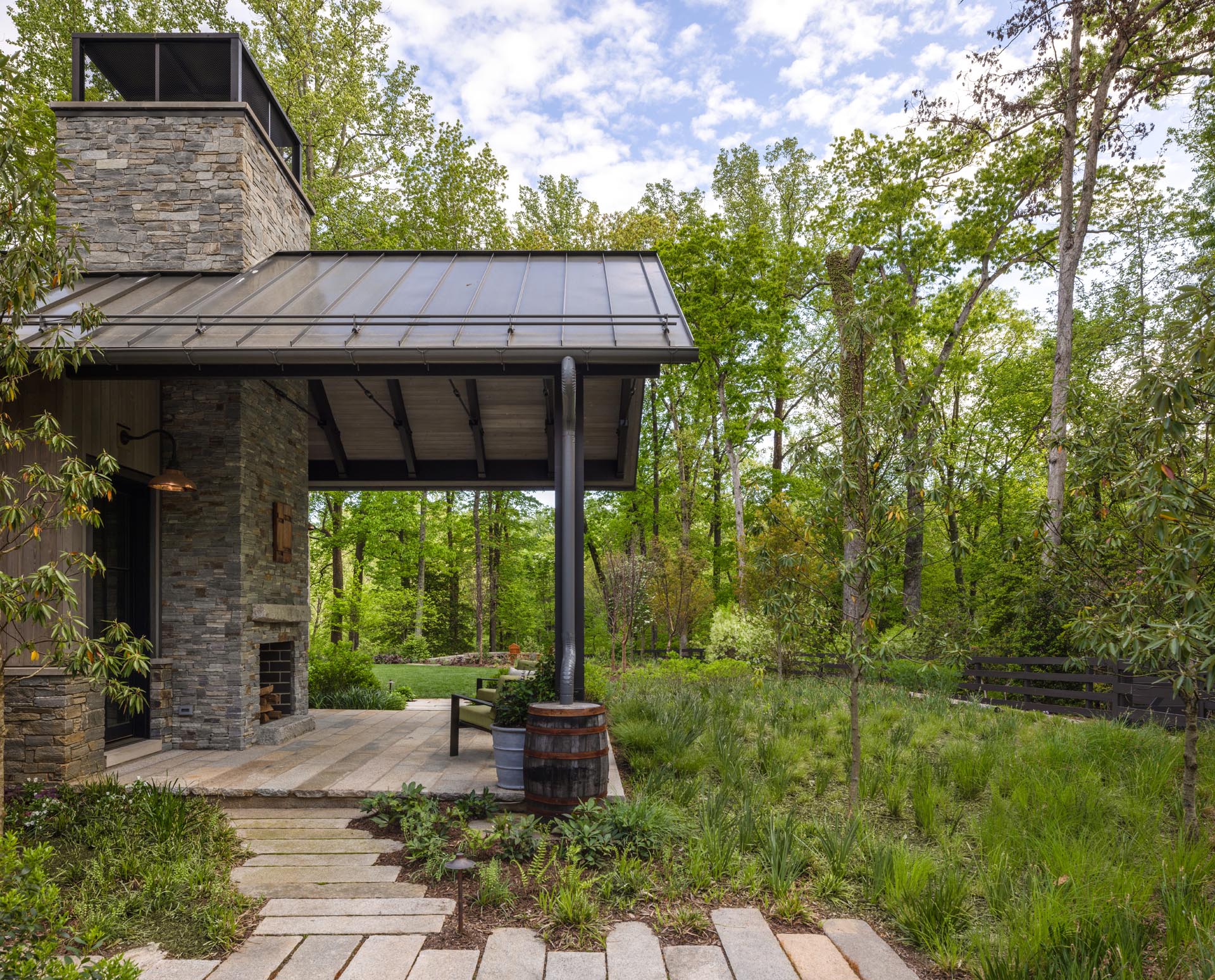 side angle of an outdoor fireplace in great falls, va