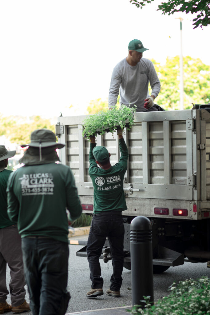 L&C Grounds annual flower rotation unloading truck